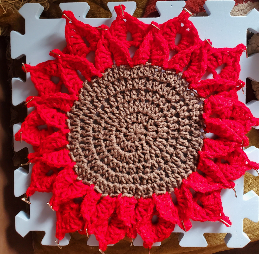 Crocheted Poinsettia Placemat Candleholder - Christmas Decor