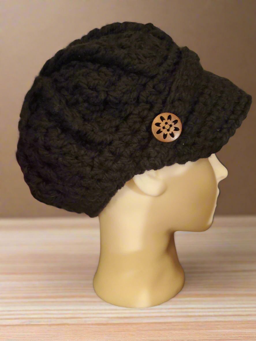 handmade crochet hats and headbands in various styles and yarn textures