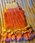 Crochet Dog Sweater Dress with Ruffles – Handmade Small Dog Outfit, Cute Puppy Clothing, Soft Pet Sweater, One of a Kind