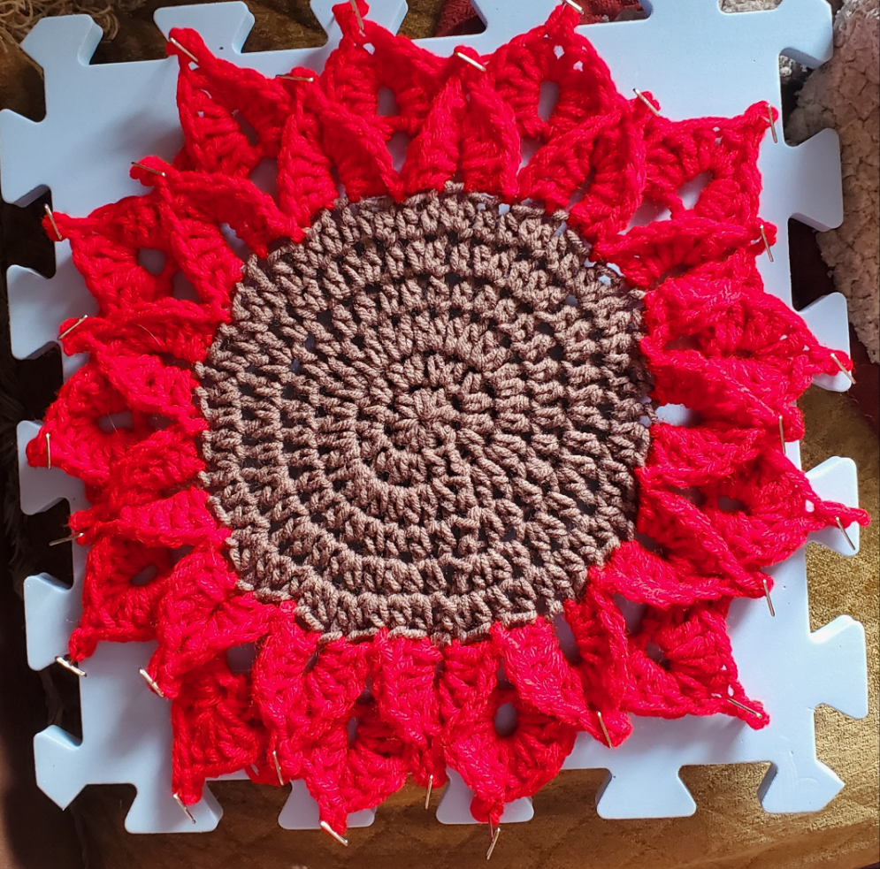 Crocheted Poinsettia Placemat Candleholder - Christmas Decor