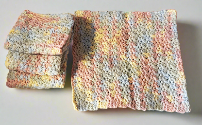 multicolor rainbow crocheted cotton dishcloths