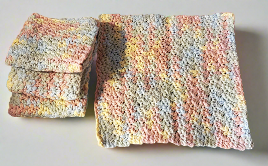 multicolor rainbow crocheted cotton dishcloths