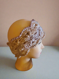 Pink and peach crocheted earwarmer for women and teens.