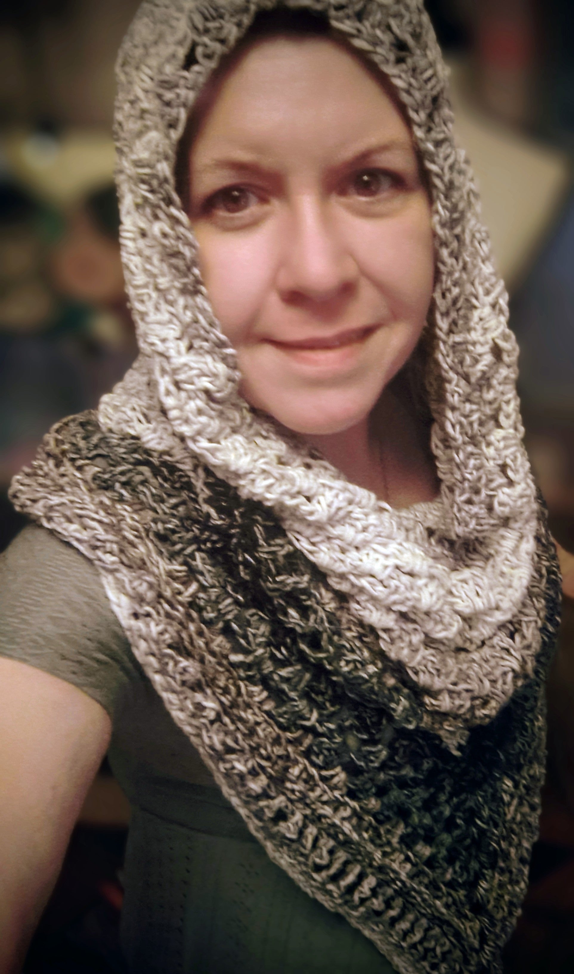 Woodland Shadow Hooded Shawl – Handmade Crochet Wrap