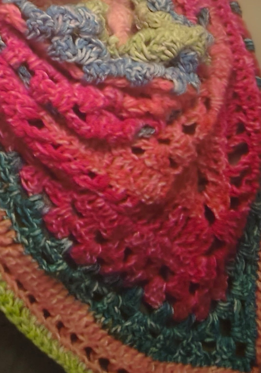 Vibrant Bloom Triangle Shawl – Handmade Crochet Scarf