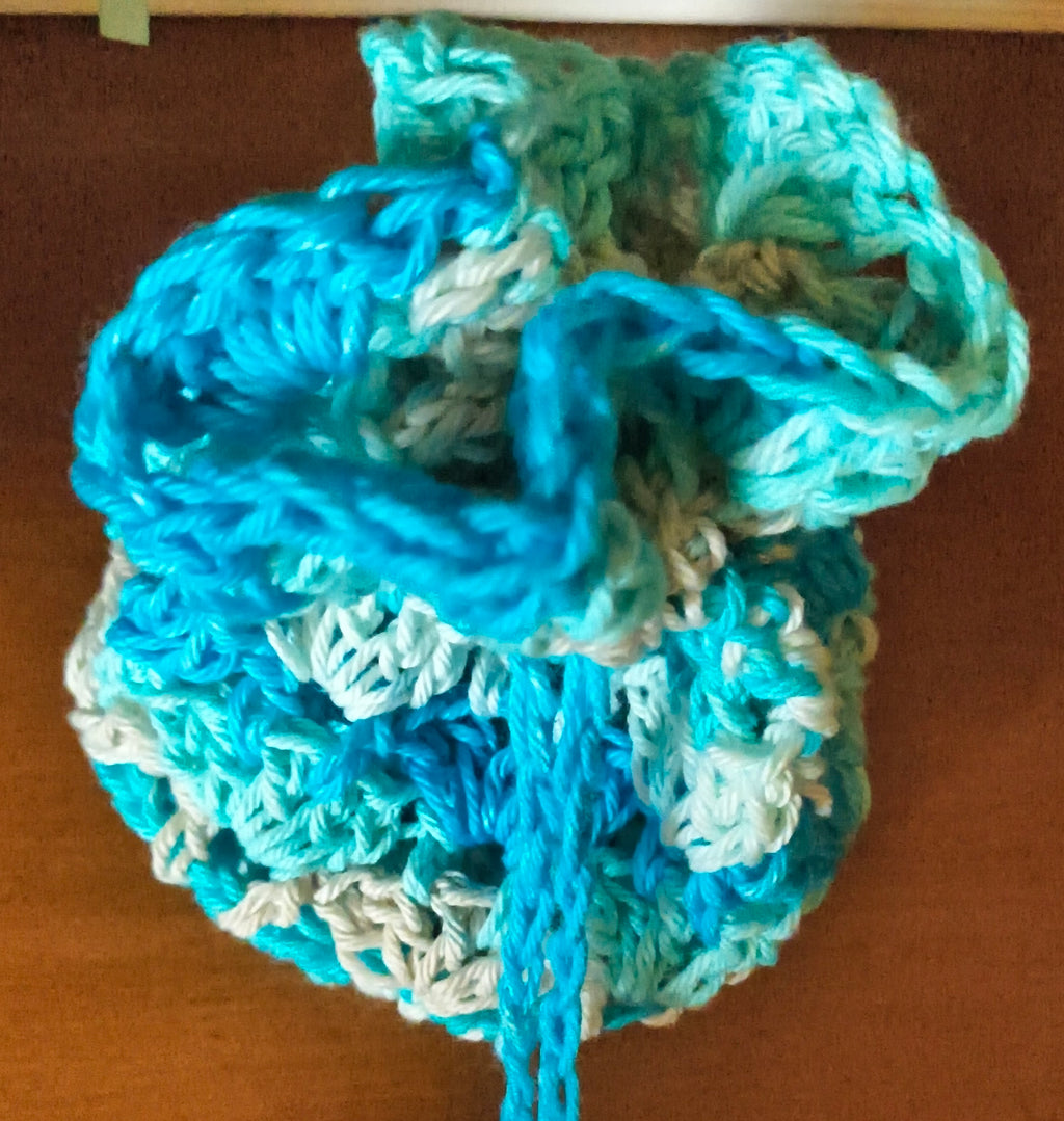 Handmade Crochet Drawstring Pouch | Cotton Gift & Keepsake Bag