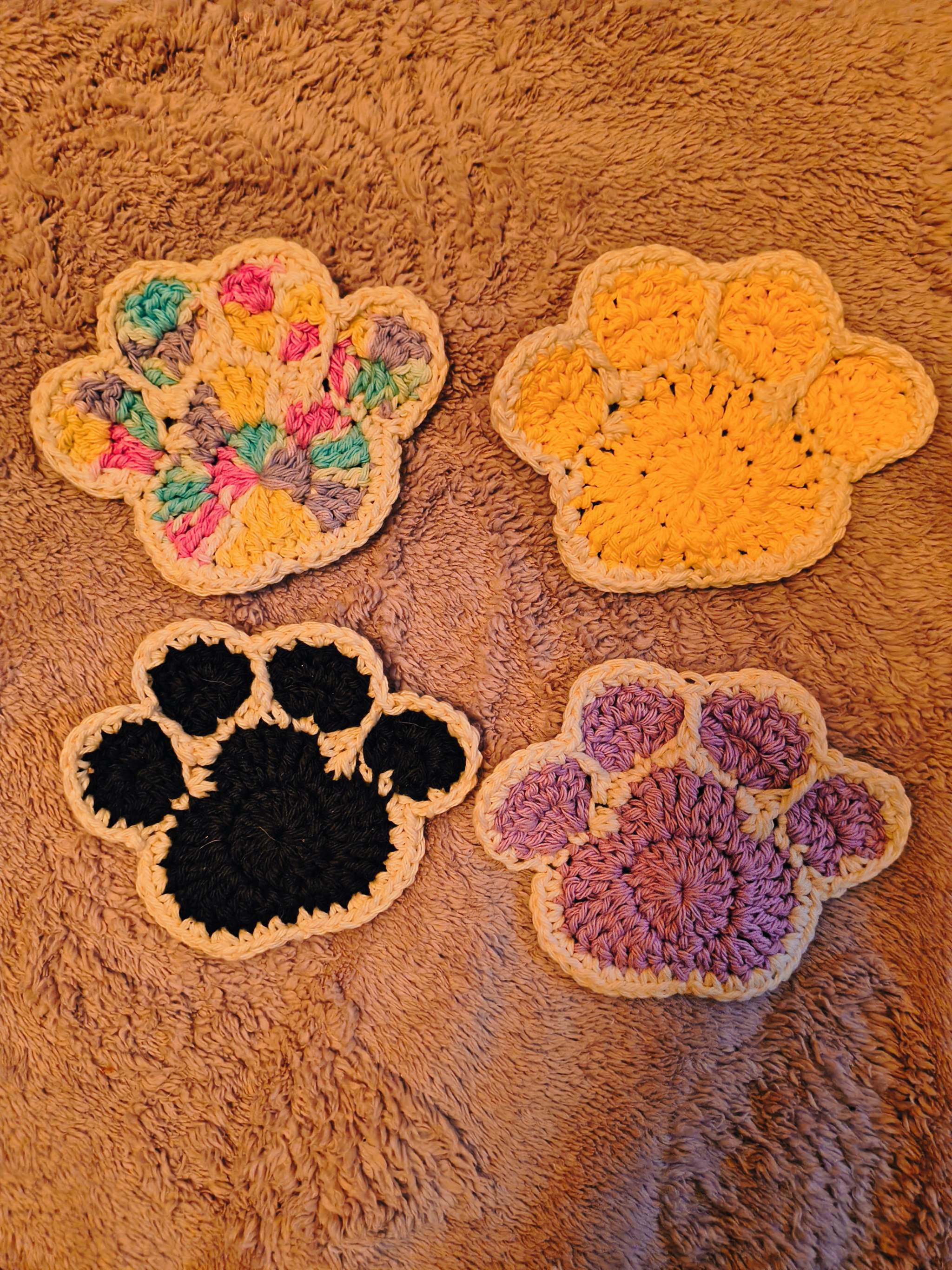 Crochet Paw Print Coaster Set | Pet Lover Gift | Handmade Coasters | Cat & Dog Decor | Choose Your Set