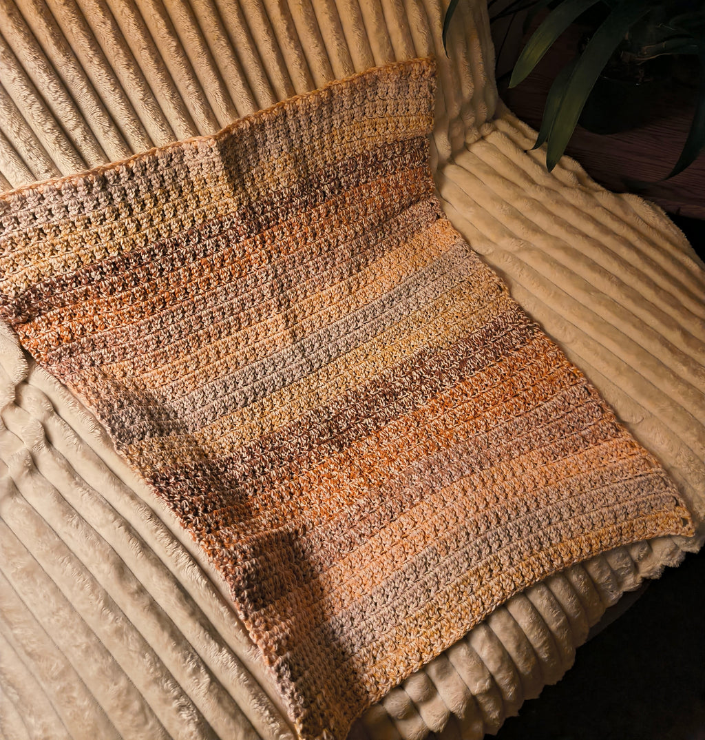 Earthy Peach Crochet Baby Blanket – Handmade Boho Stroller Blanket – Thick Cozy Neutral Nursery Gift