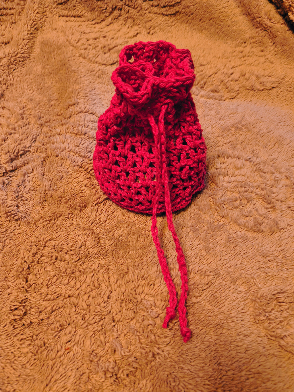 Crochet Drawstring Pouch | Small Cotton Makeup Bag | Jewelry Pouch | Handmade Storage Bag