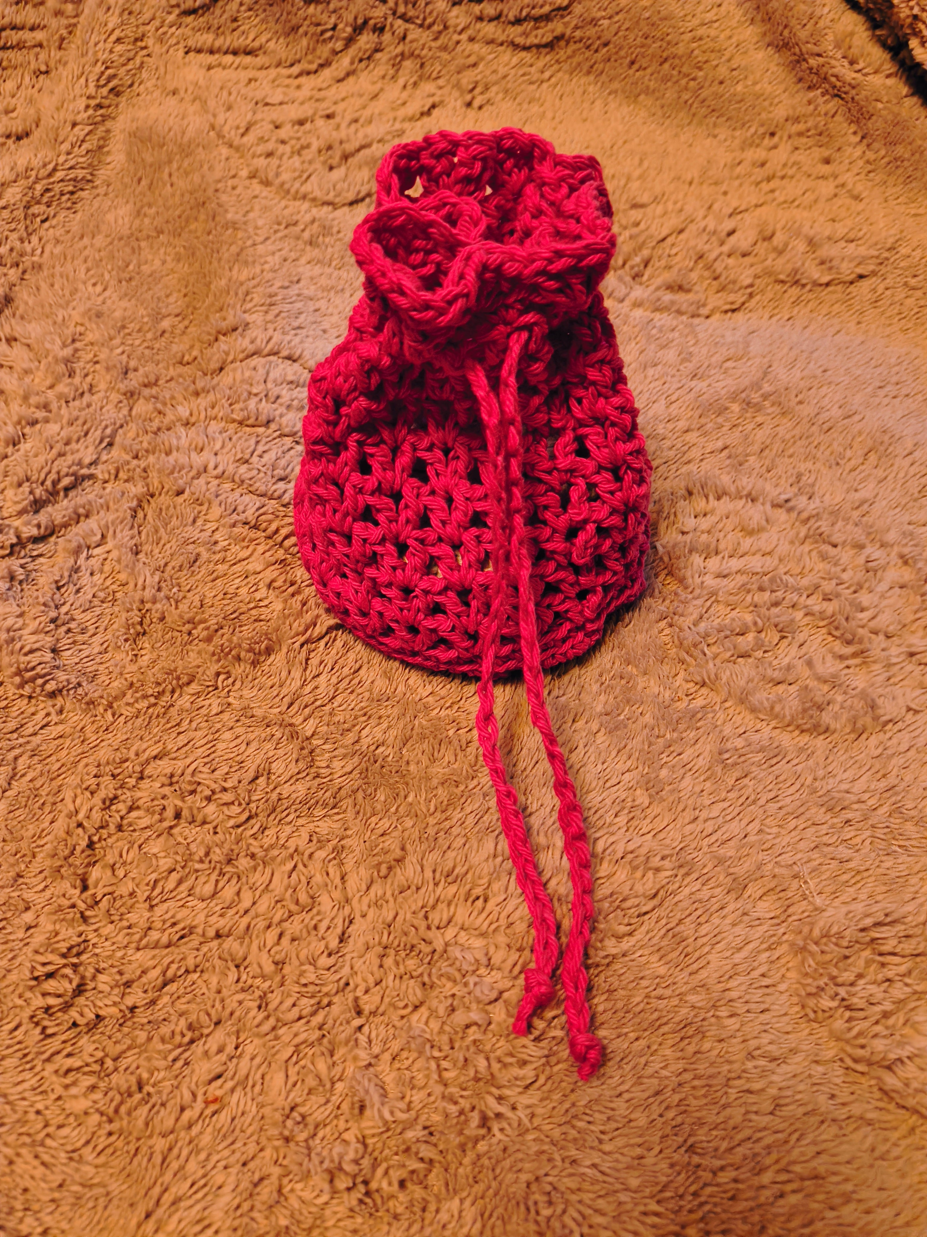 Crochet Drawstring Pouch | Small Cotton Makeup Bag | Jewelry Pouch | Handmade Storage Bag