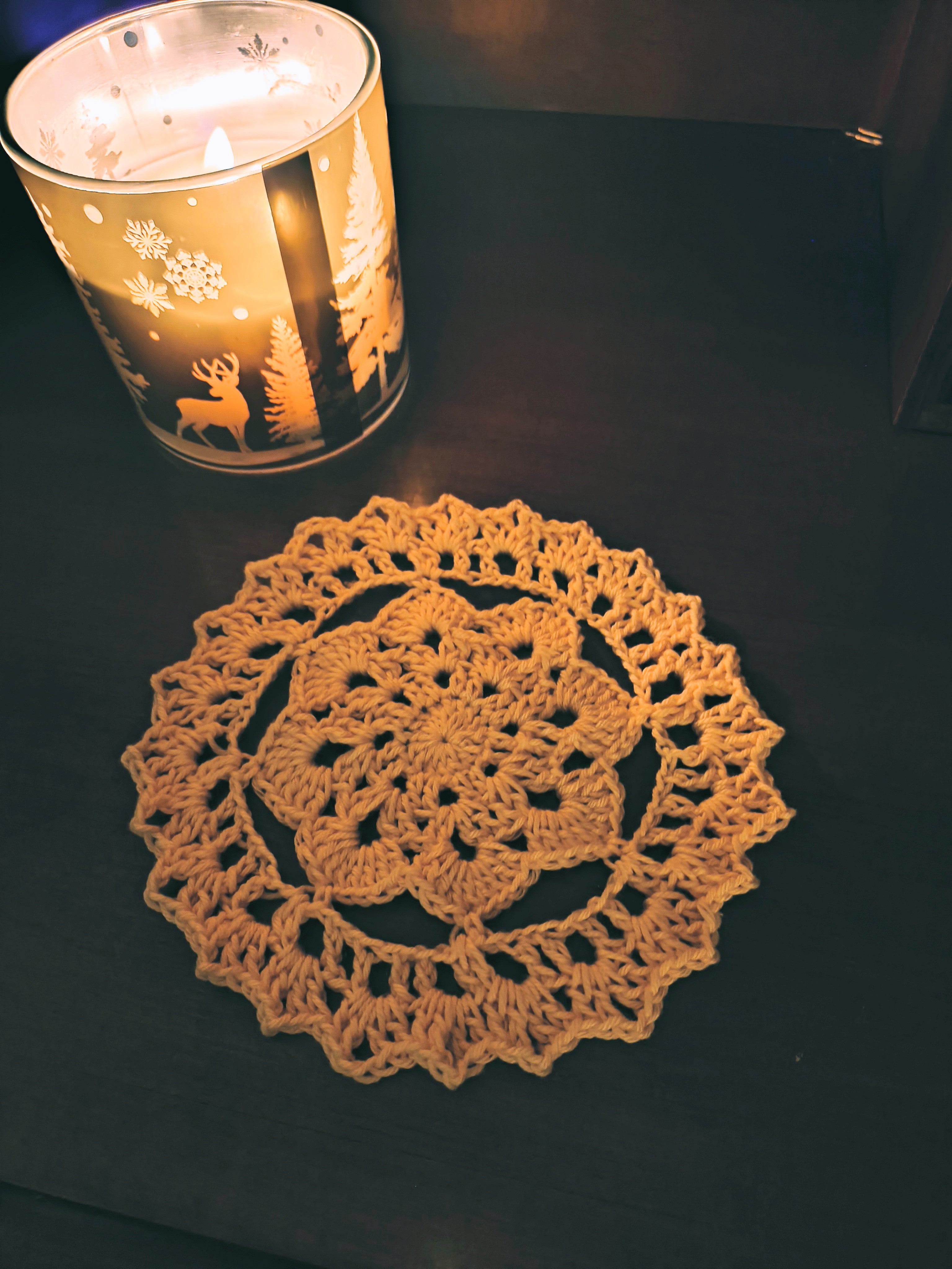 Custom Crochet Coaster Set • Handmade Bamboo Fair Coasters • Choose Your Color • Cozy Cottagecore Home Decor