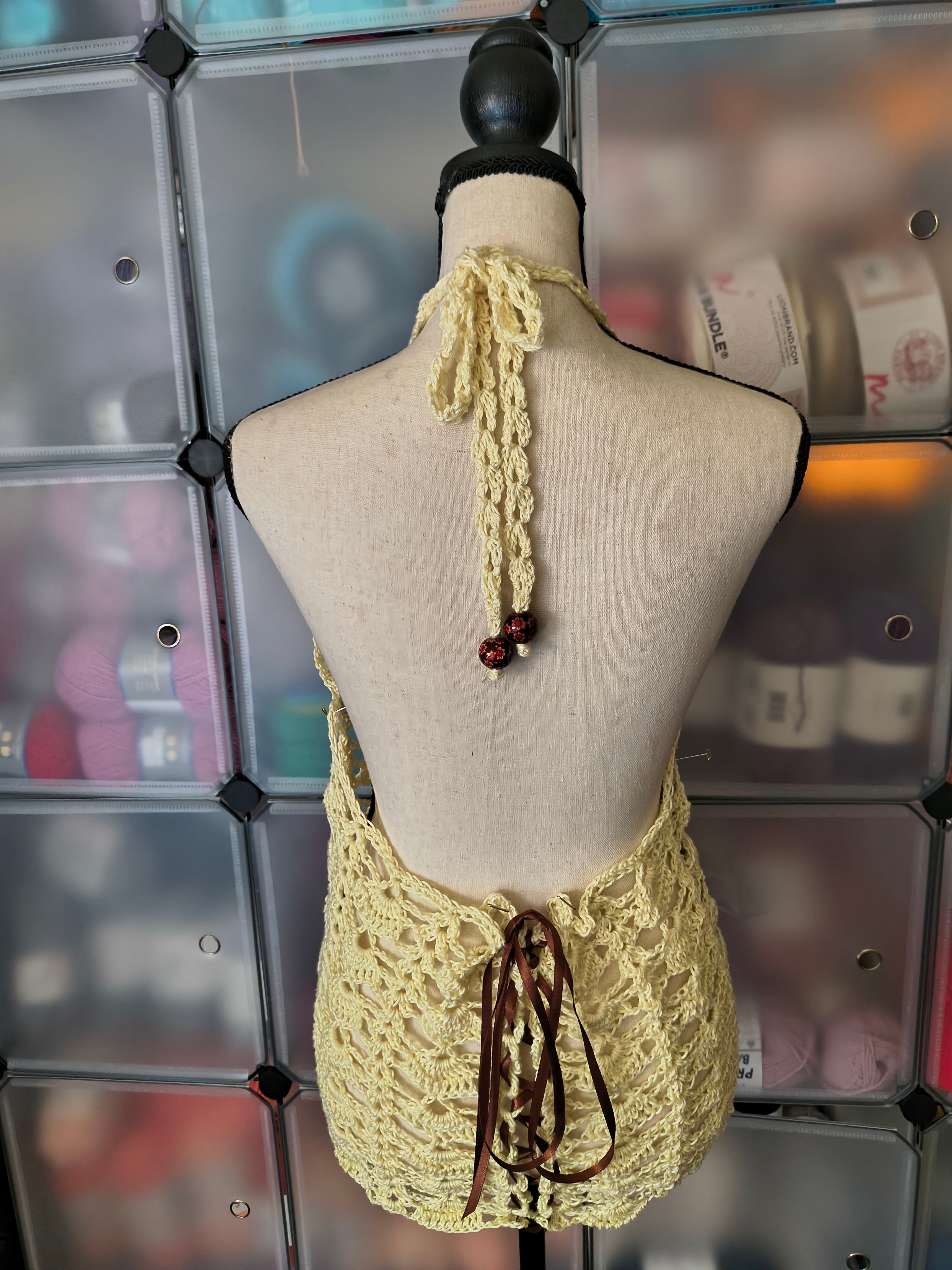 Serenity Bloom Top Crochet Pattern - Made-to-Measure Lace Halter Top Pattern - Boho Crochet Tank PDF - Adjustable Ribbon Back Top