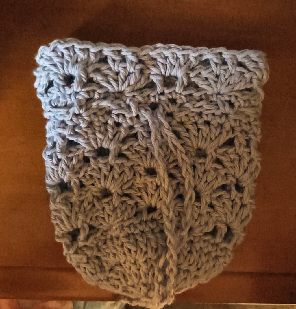 Handmade Crochet Drawstring Pouch | Cotton Gift & Keepsake Bag