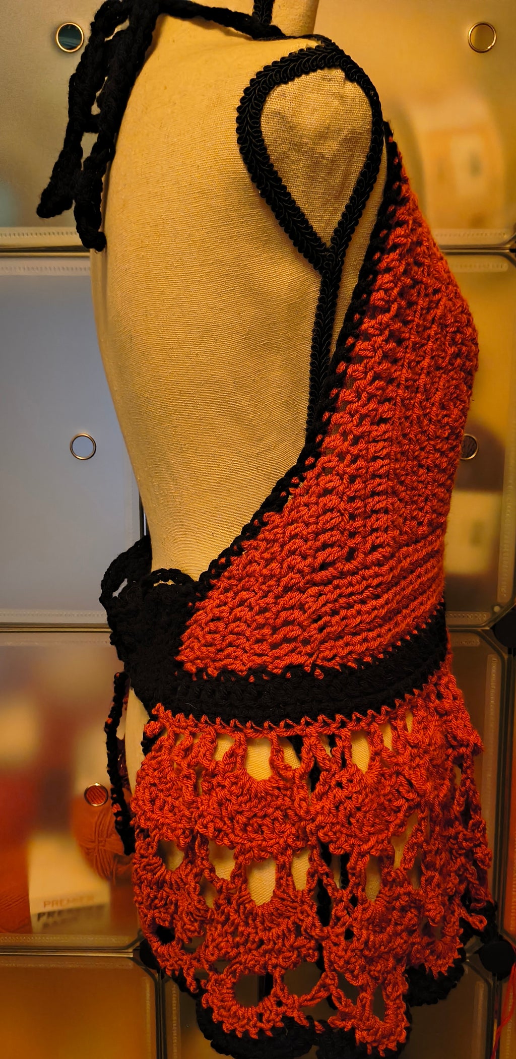 Ember Lace Corset Crochet Halter Top, Boho Festival Top, Adjustable Lace Up Back, Handmade Crochet Clothing