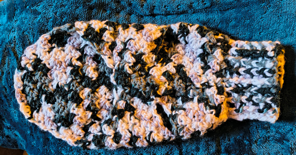 Black, Gray & White Crochet Dog Sweater