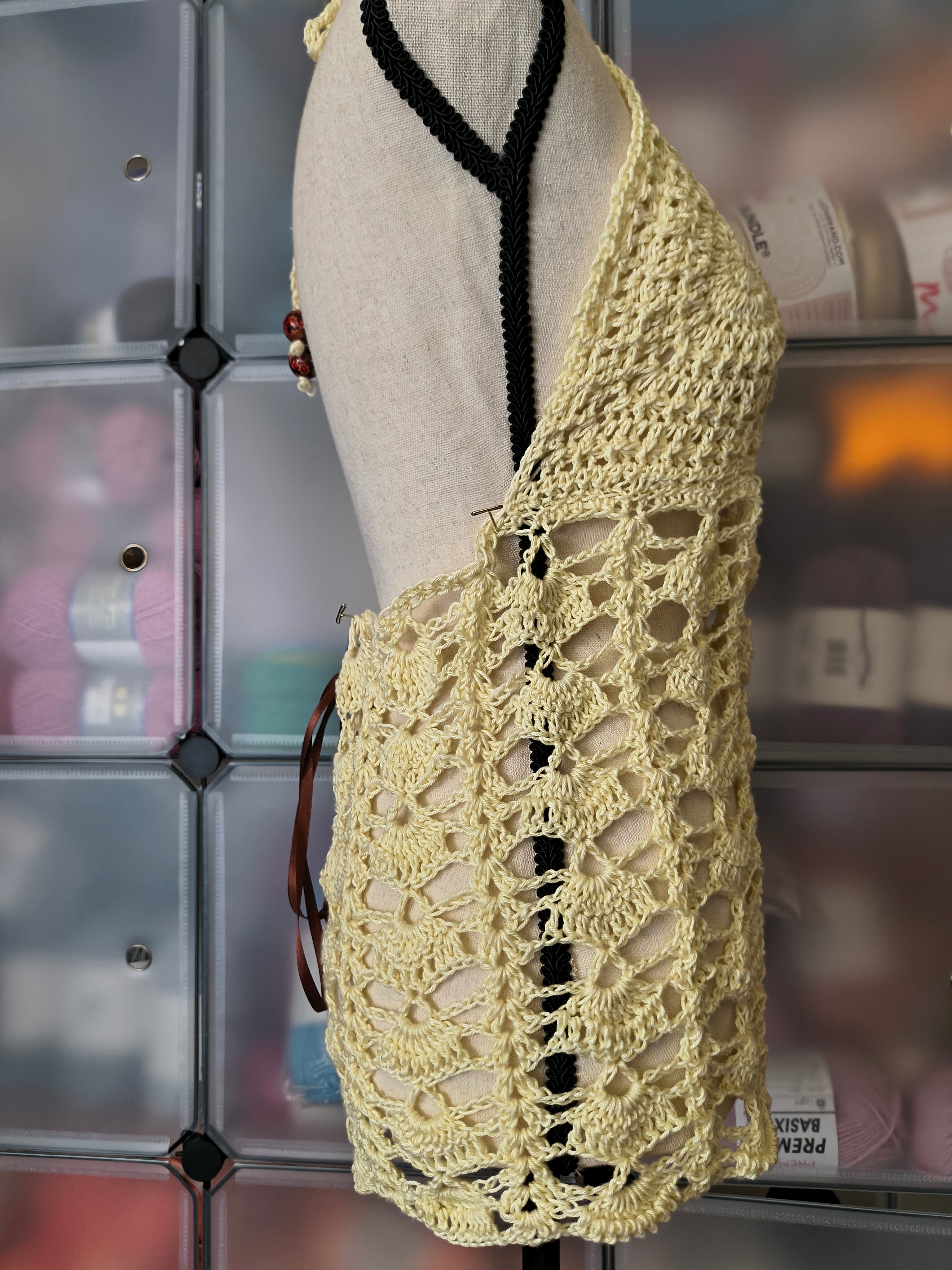 Serenity Bloom Top Crochet Pattern - Made-to-Measure Lace Halter Top Pattern - Boho Crochet Tank PDF - Adjustable Ribbon Back Top