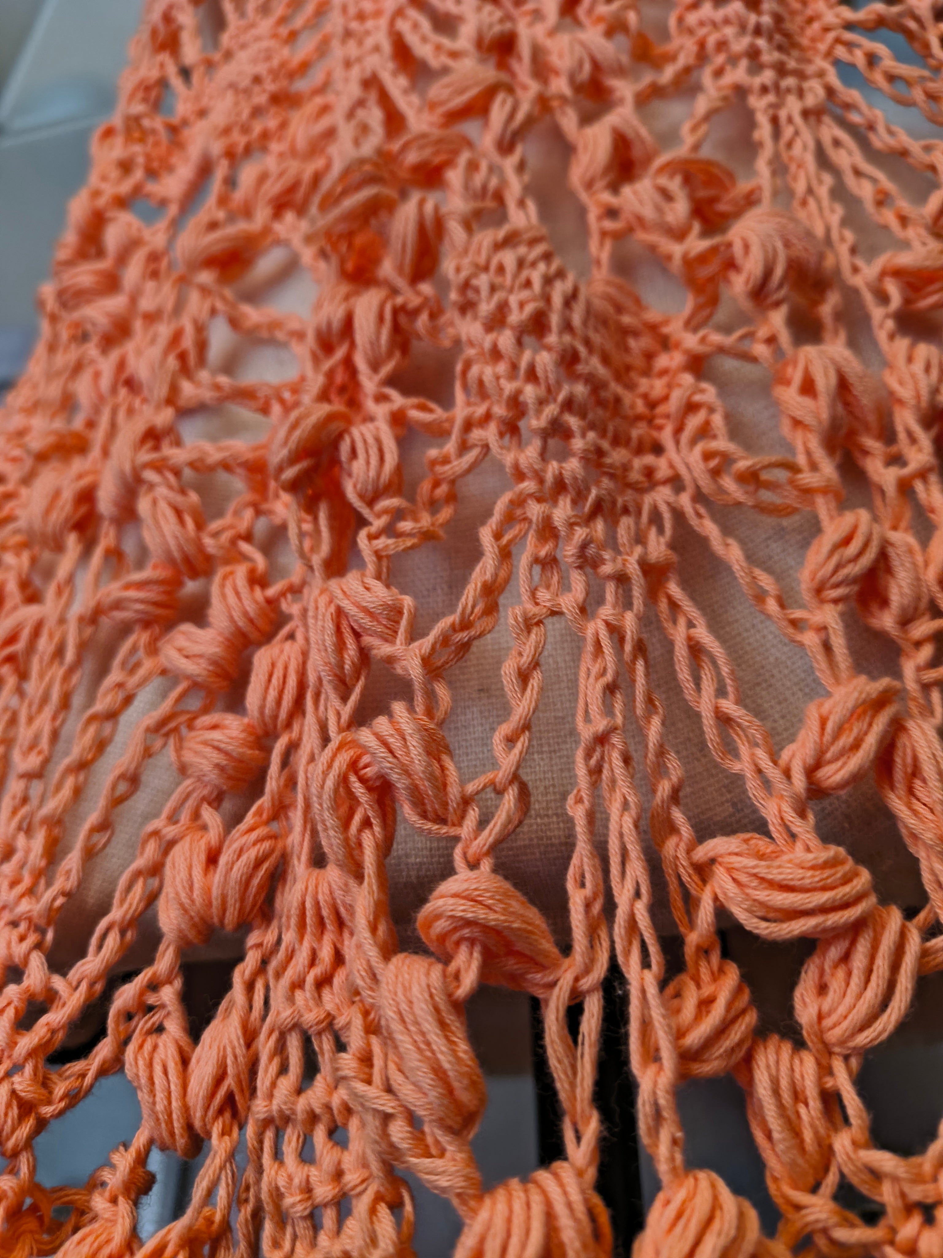 Handmade Coral Lace Super Scarf - Lightweight Cotton Puff Stitch Wrap - Elegant Crochet Boho Scarf - Oversized Spring Summer Scarf