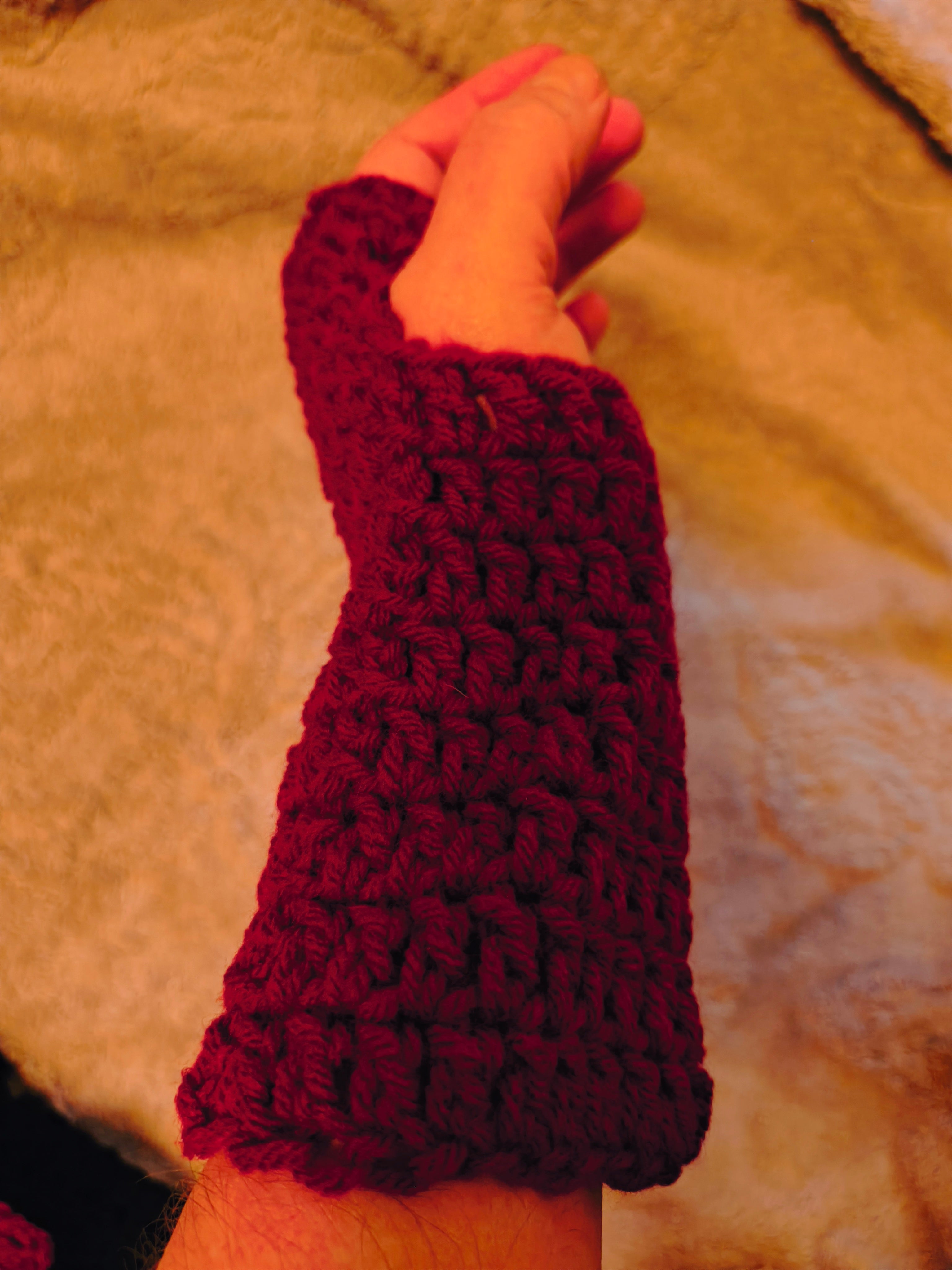 Crochet Fingerless Gloves | Red Wrist Warmers | Lightweight Hand Warmers | Handmade Everyday Gloves