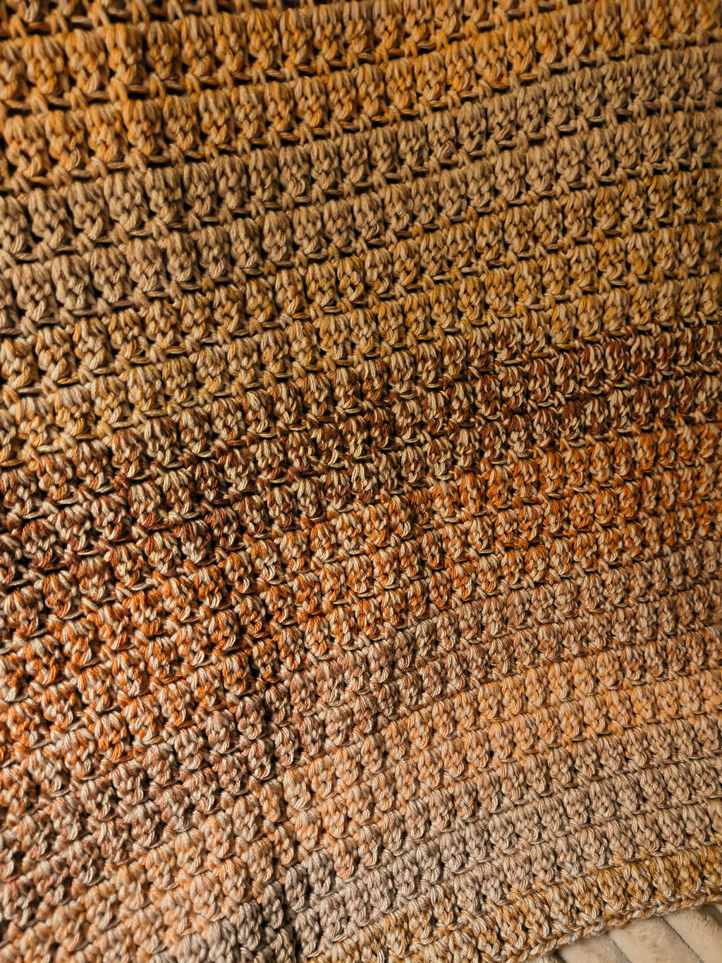 Earthy Peach Crochet Baby Blanket – Handmade Boho Stroller Blanket – Thick Cozy Neutral Nursery Gift