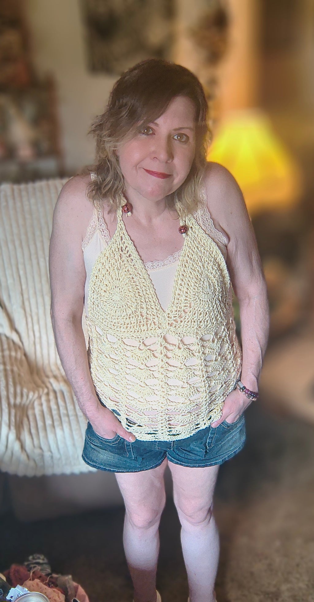 Serenity Bloom Top Crochet Pattern - Made-to-Measure Lace Halter Top Pattern - Boho Crochet Tank PDF - Adjustable Ribbon Back Top