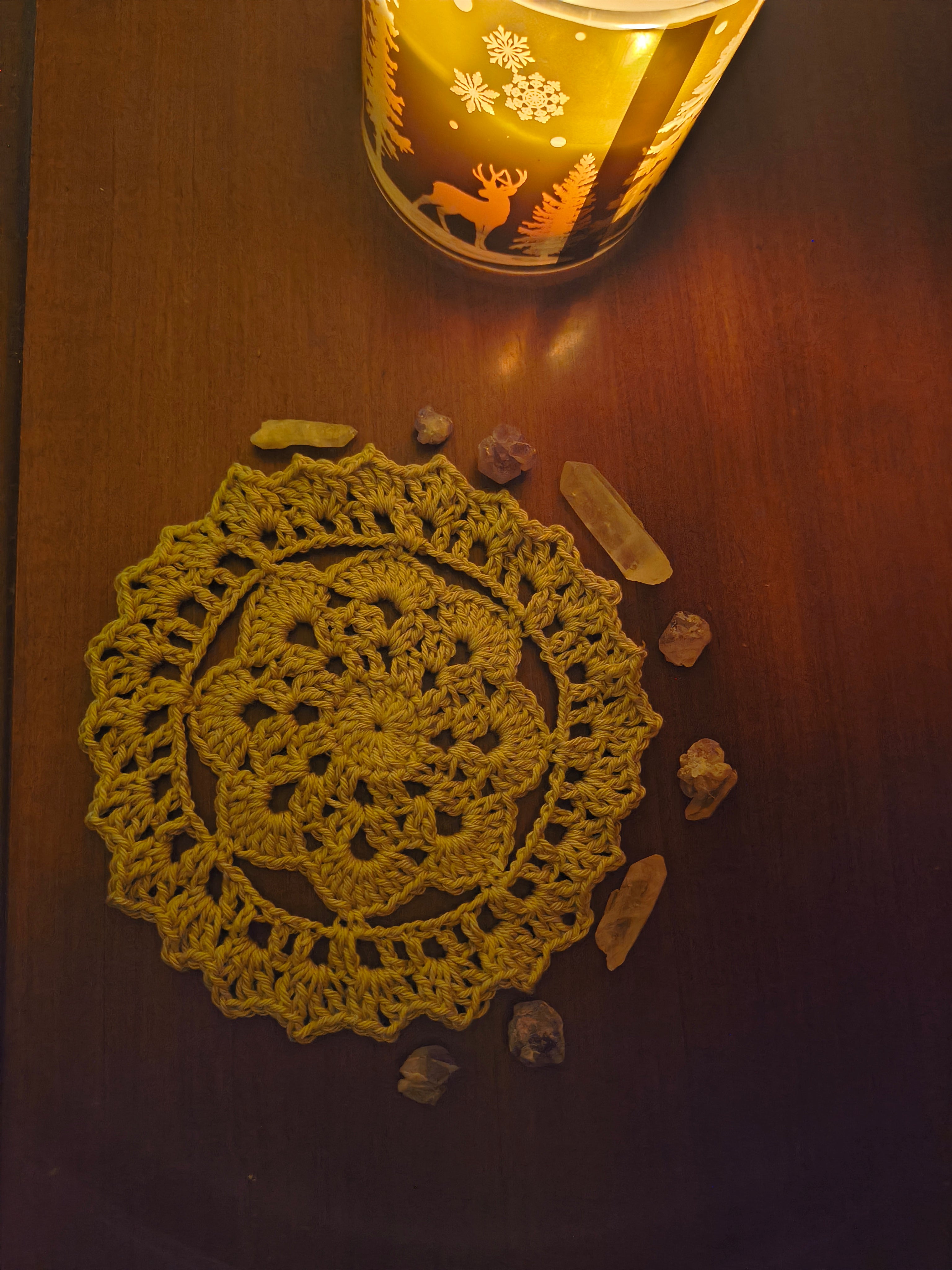 Custom Crochet Coaster Set • Handmade Bamboo Fair Coasters • Choose Your Color • Cozy Cottagecore Home Decor