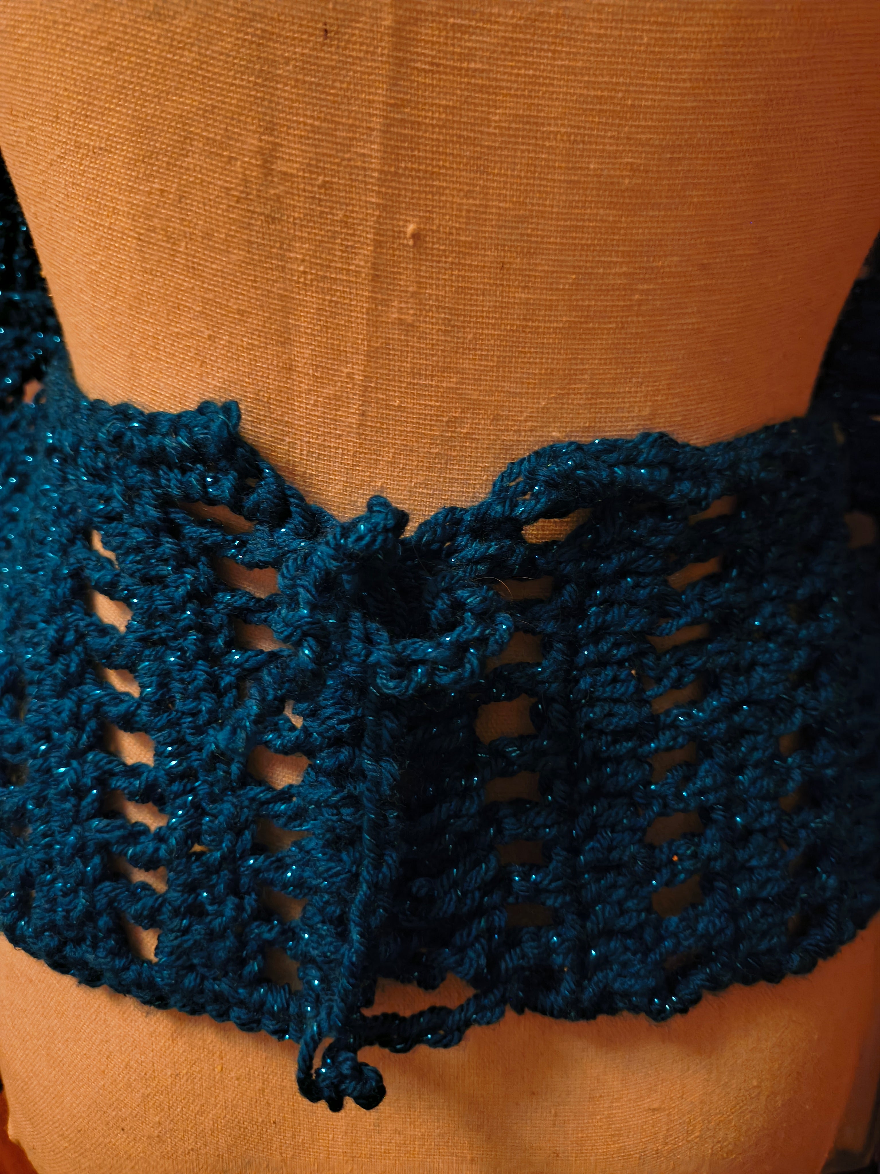 Sapphire Lace Crochet Halter Top – Handmade Boho Festival Top