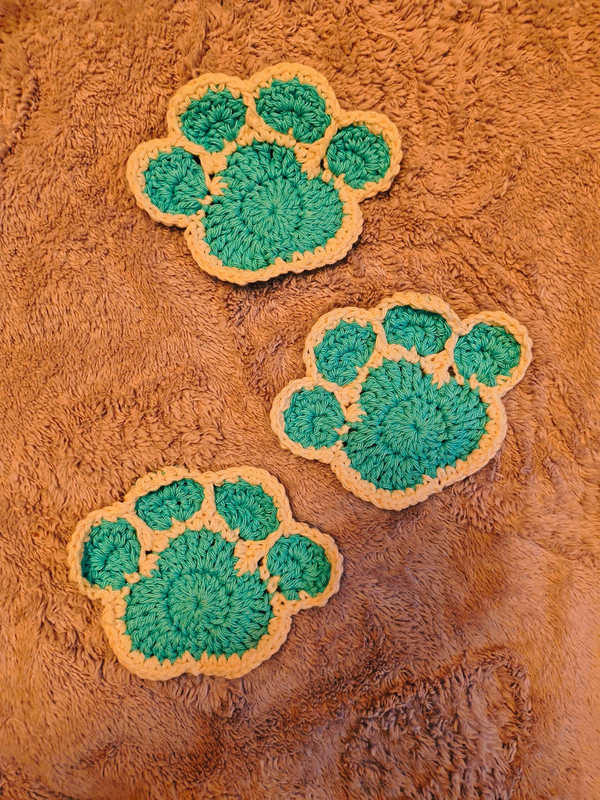 Crochet Paw Print Coaster Set | Pet Lover Gift | Handmade Coasters | Cat & Dog Decor | Choose Your Set