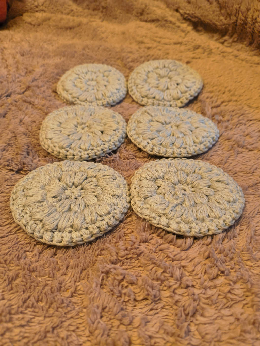 Reusable Crochet Face Scrubbies Set of 6 | Soft Cotton Blend Makeup Remover Pads | Eco Friendly Skincare | Silver Gray