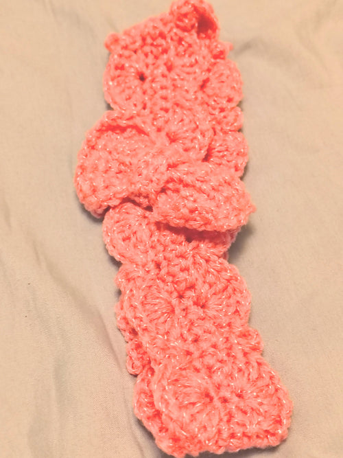 Crochet Baby Headband with Bow – Soft Pink Newborn Headband, Handmade Baby Girl Headband, Stretchy Infant Headband, Cute Baby Accessory