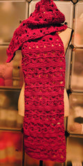 Flower of Life Crochet Scarf | Raspberry Lace Scarf