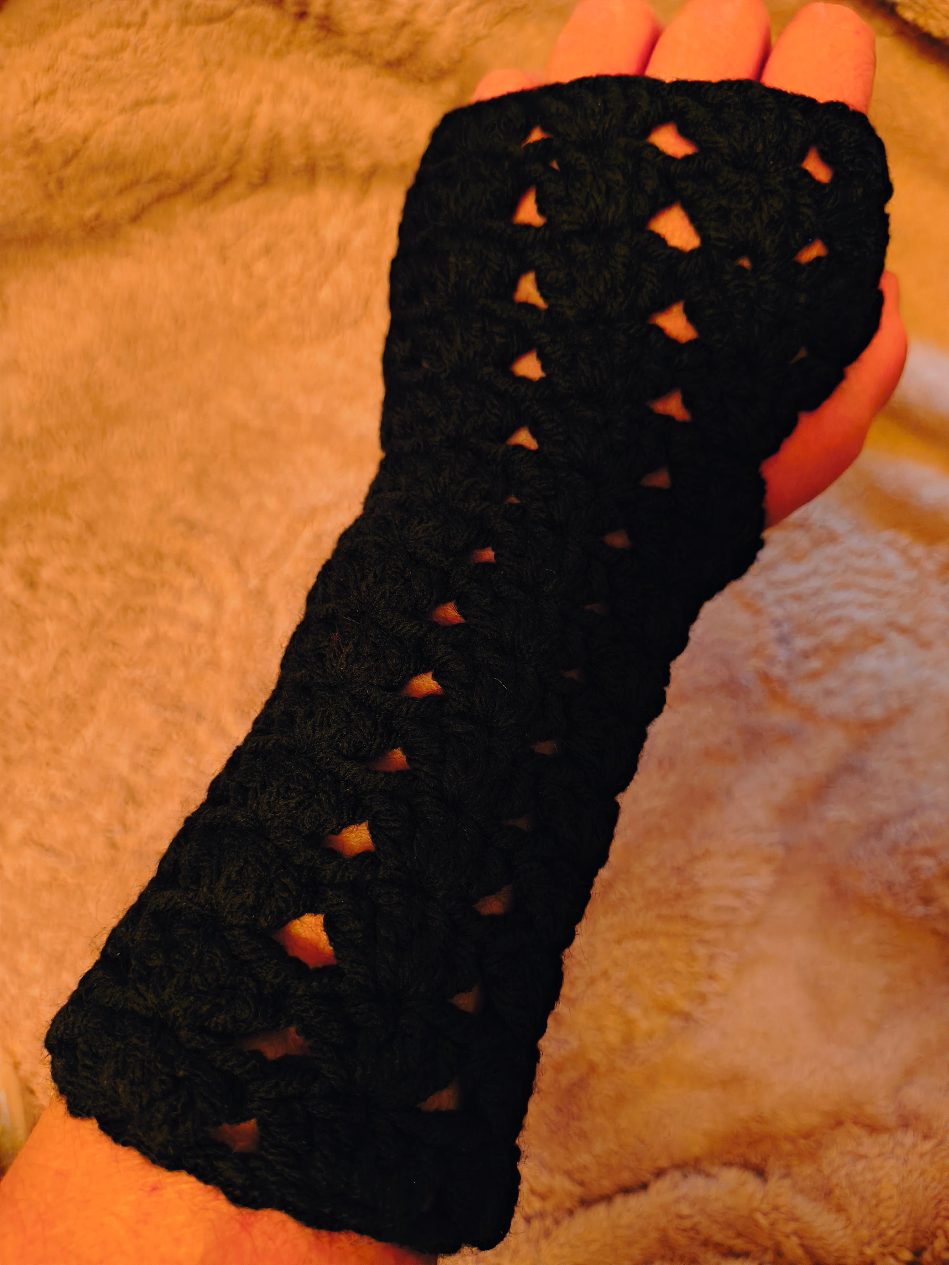 Crochet Fingerless Gloves | Black Wrist Warmers | Lightweight Hand Warmers | Handmade Everyday Gloves