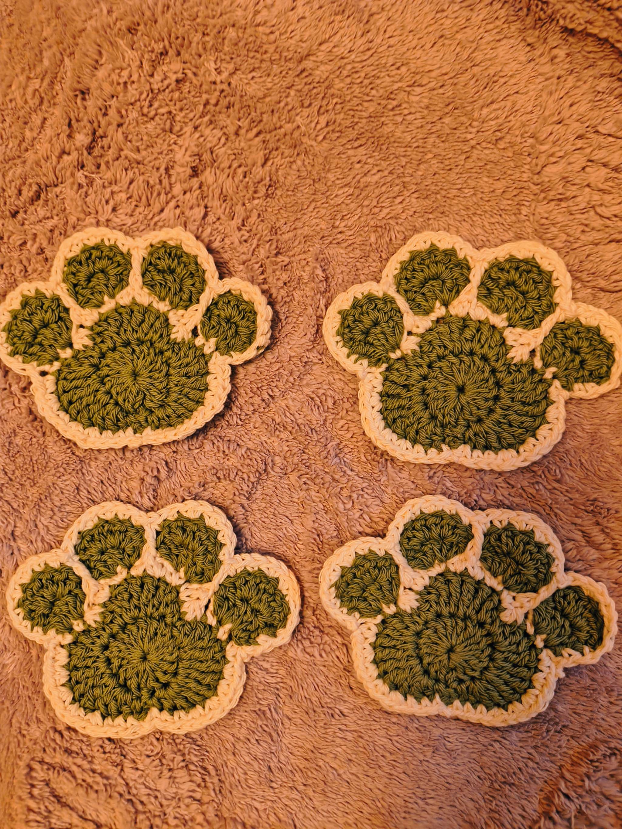 Crochet Paw Print Coaster Set | Pet Lover Gift | Handmade Coasters | Cat & Dog Decor | Choose Your Set