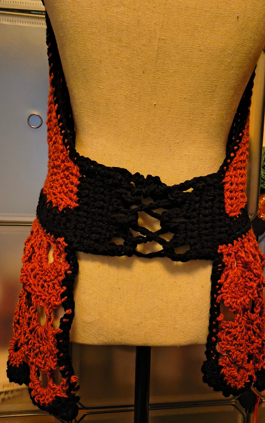 Ember Lace Corset Crochet Halter Top, Boho Festival Top, Adjustable Lace Up Back, Handmade Crochet Clothing
