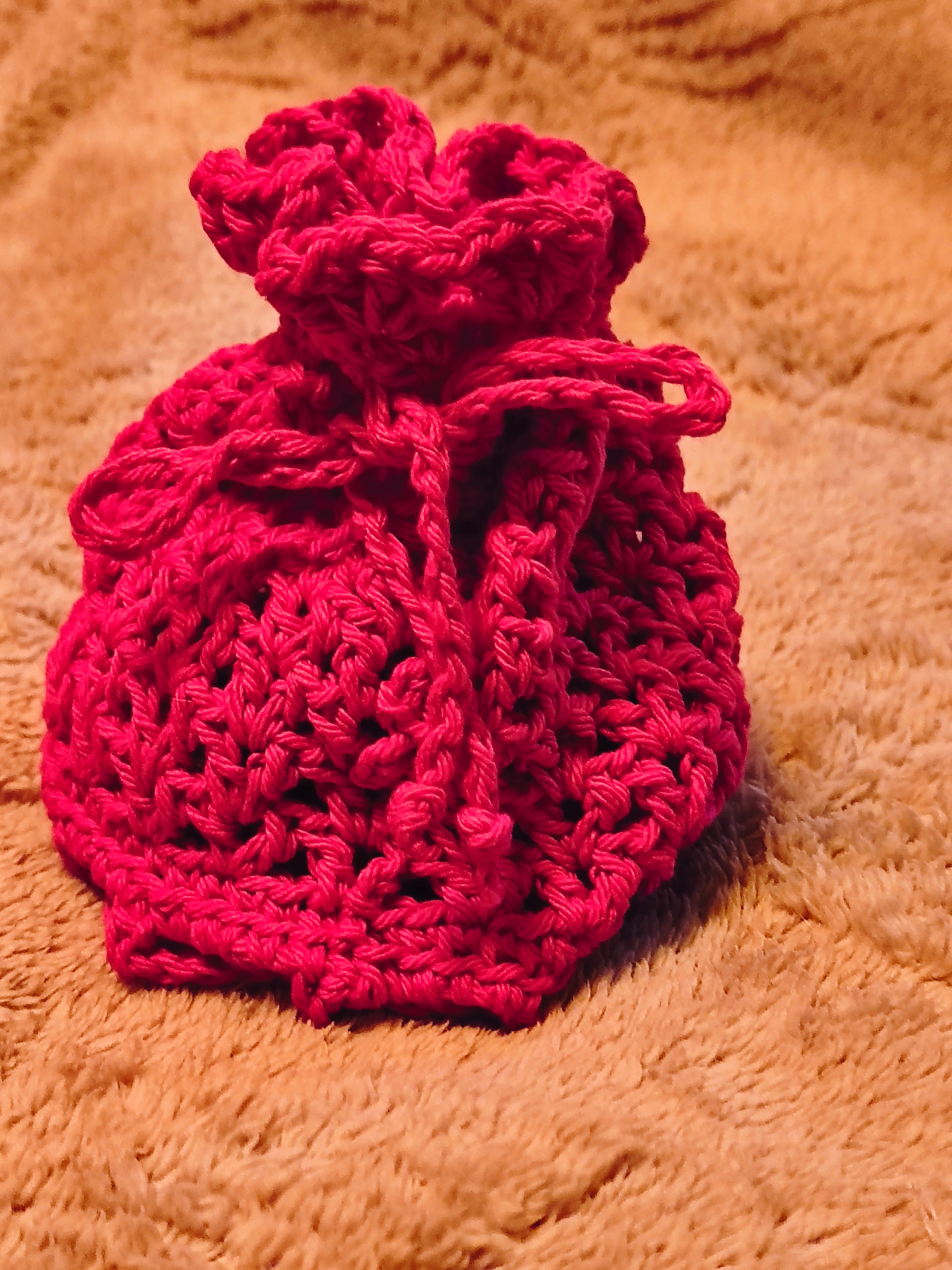 Crochet Drawstring Pouch | Small Cotton Makeup Bag | Jewelry Pouch | Handmade Storage Bag